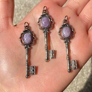 Lepidolite Crystal Vintage Key Pendant Necklace!
